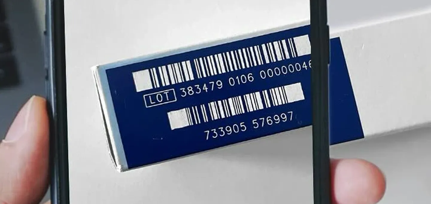 Barcode location on contact lens product box