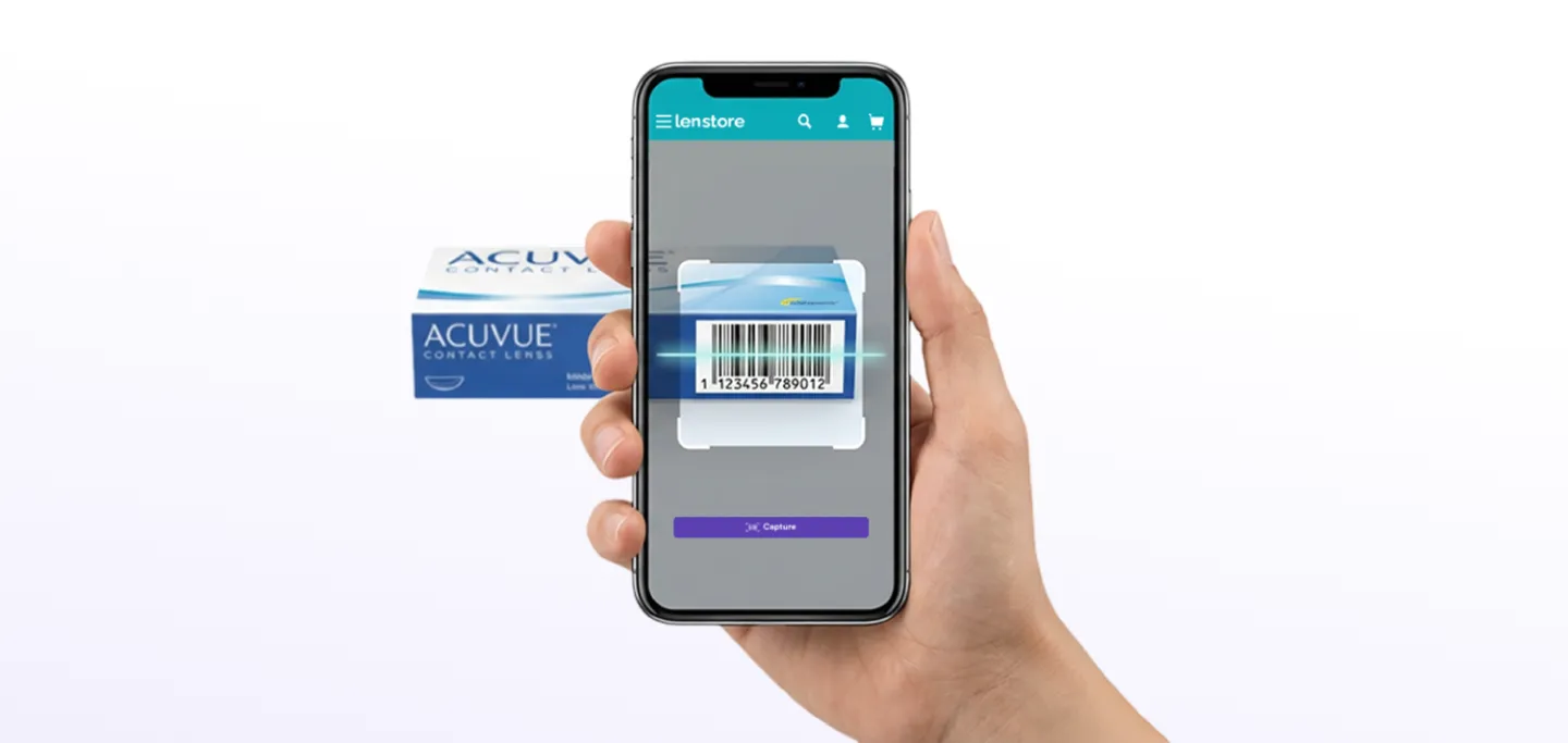 Barcode location on contact lens product box